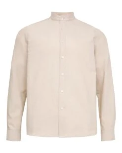 Long Sleeve Grandad Oxford Shirt| Light Beige -Wear Lusty Sales Store z08vm473716s